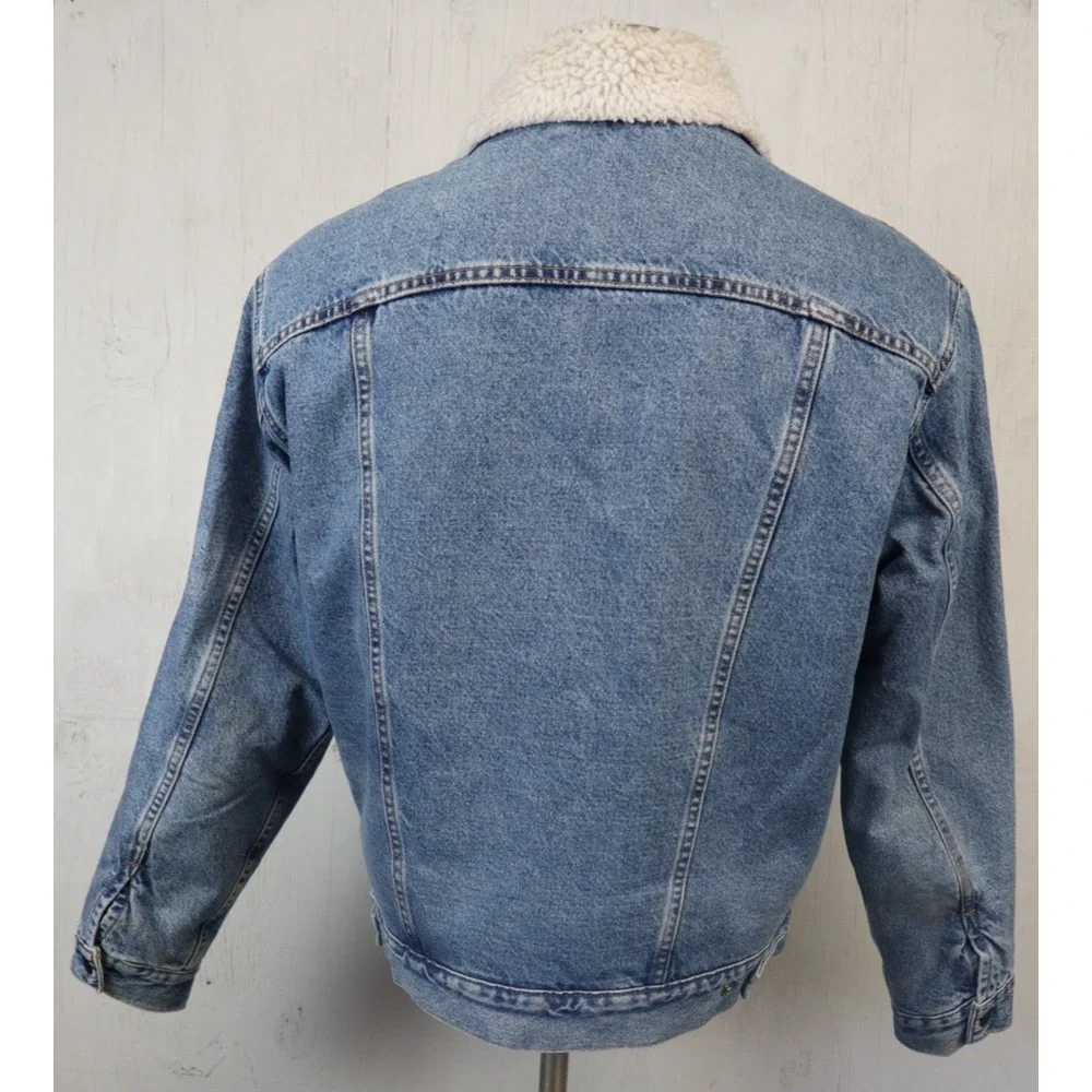 Vintage Levis Trucker Jacket Mens M Medium Blue Denim Sherpa Lined Made USA 90s